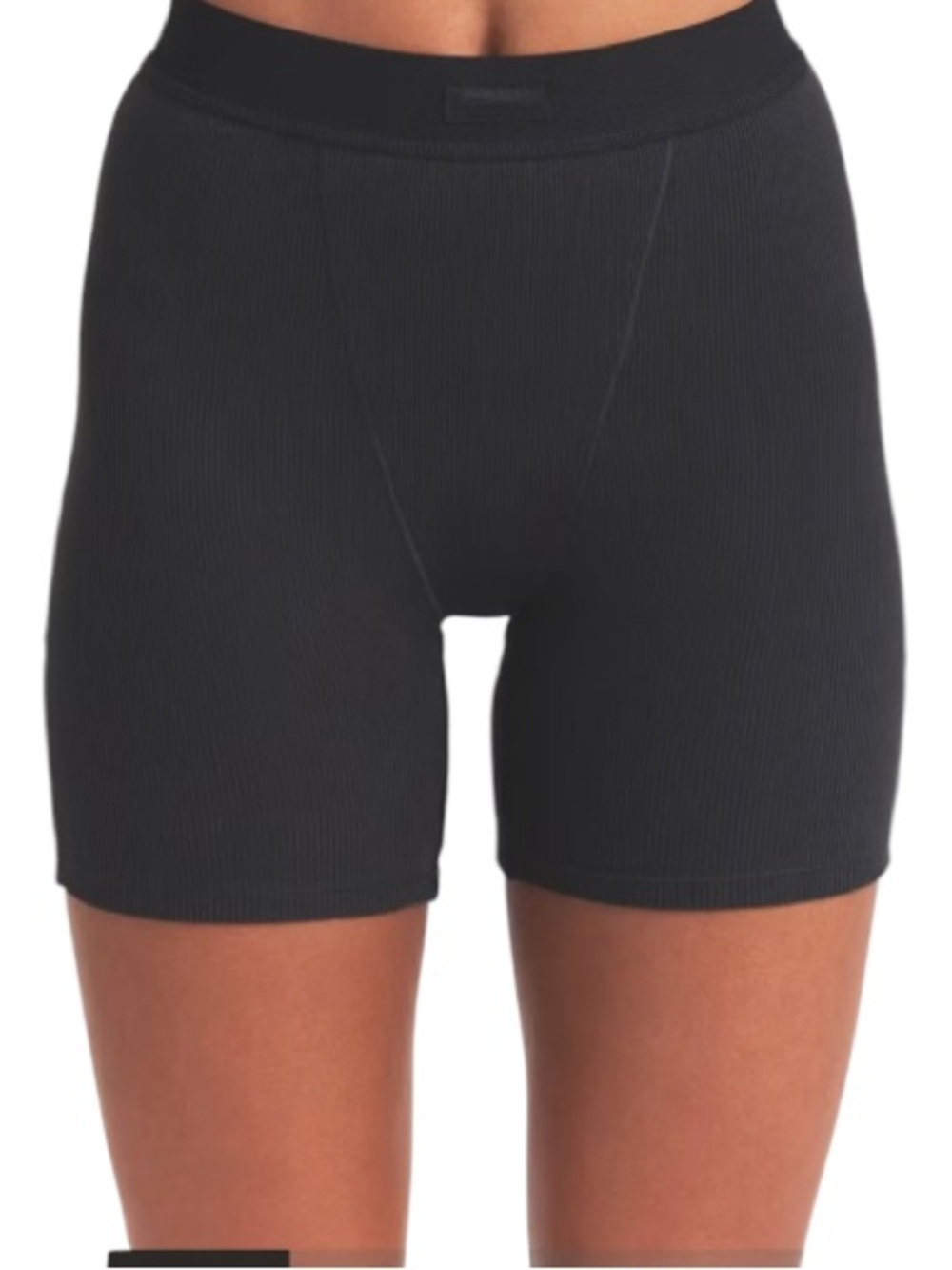 SKIMS Women’s Cotton Ribbed Boxer Short in Soot Black Size Small
